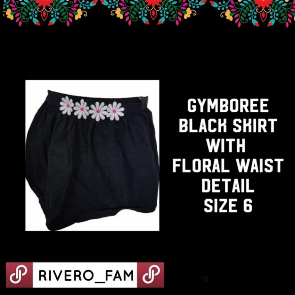 NWOT| GYMBOREE | BLACK SKIRT W/FLORAL WAIST
